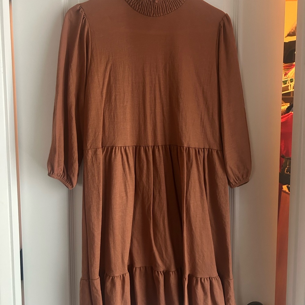 Lightweight Dress Up Brown Long Sleeve Dress Medium